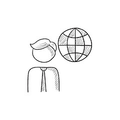 Image showing Man with globe sketch icon.