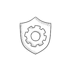 Image showing Shield with gear sketch icon.