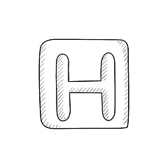 Image showing Hospital sign sketch icon.