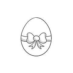 Image showing Easter egg with ribbon sketch icon.