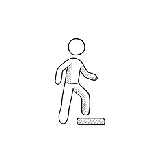 Image showing Man doing step exercise sketch icon.