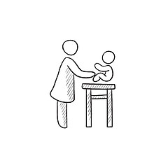 Image showing Woman taking care of baby sketch icon.