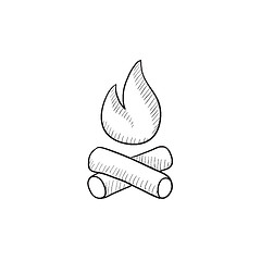 Image showing Campfire sketch icon.