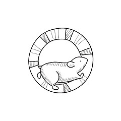 Image showing Hamster running in the wheel sketch icon.