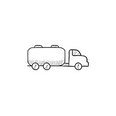 Image showing Truck liquid cargo sketch icon.