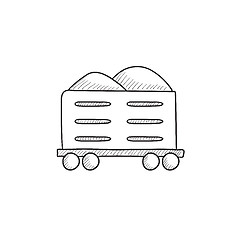 Image showing Cargo wagon sketch icon.