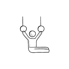 Image showing Gymnast on stationary rings sketch icon.