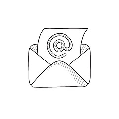 Image showing Email envelope with paper sheet sketch icon.