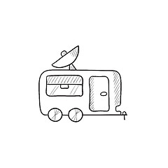 Image showing Caravan with satellite dish sketch icon.