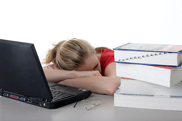 Image showing Asleep in front of computer