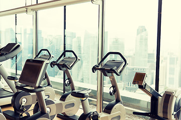 Image showing exercise bikes in city gym