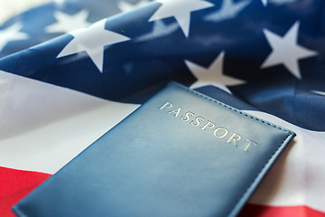 Image showing close up of american flag and passport