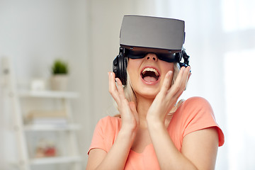 Image showing woman in virtual reality headset or 3d glasses