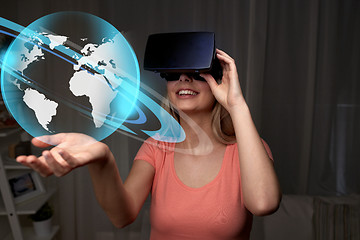 Image showing woman in virtual reality headset or 3d glasses