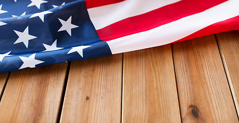 Image showing close up of american flag on wooden boards