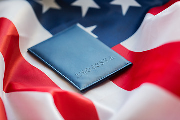 Image showing close up of american flag and passport