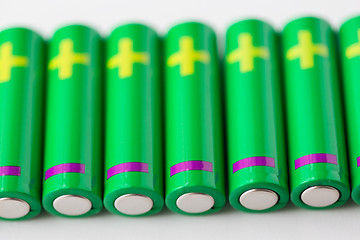 Image showing close up of green alkaline batteries