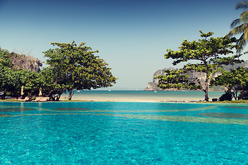 Image showing swimming pool at thailand touristic resort beach