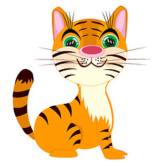 Image showing Striped tigress on white background