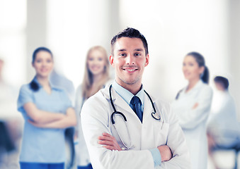 Image showing young male doctor with stethoscope