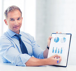 Image showing businessman showing graphs and charts