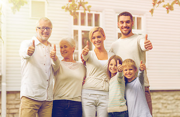 Image showing happy family in front of house outdoors