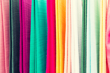 Image showing colorful textile at asian street market