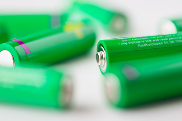 Image showing close up of green alkaline batteries