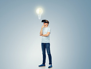 Image showing happy man in virtual reality headset or 3d glasses