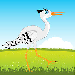 Image showing Stork on glade