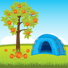 Image showing Blue tent under tree