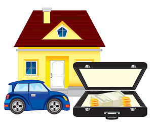 Image showing Money and car with house