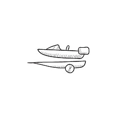 Image showing Boat on trailer for transportation sketch icon.
