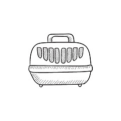 Image showing Pet carrier box sketch icon.