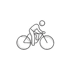 Image showing Man riding  bike sketch icon.