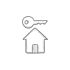 Image showing Key for house sketch icon.