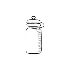 Image showing Sport water bottle sketch icon.