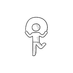 Image showing Child jumping rope sketch icon.