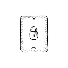 Image showing Digital tablet security sketch icon.