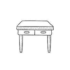 Image showing Table with drawers sketch icon.