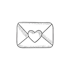 Image showing Envelope with heart sketch icon.