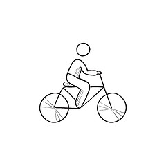 Image showing Man riding bike sketch icon.