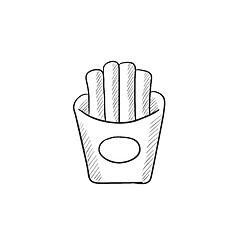 Image showing French fries sketch icon.