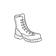 Image showing Boot with laces sketch icon.