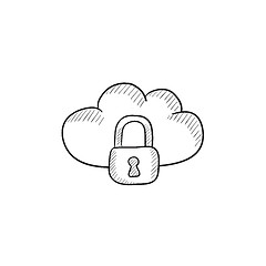 Image showing Cloud computing security sketch icon.