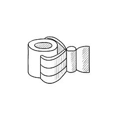 Image showing Industrial mechanical robot arm sketch icon.