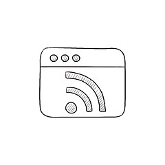 Image showing Browser window with wi fi sign sketch icon.