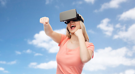 Image showing woman in virtual reality headset or 3d glasses