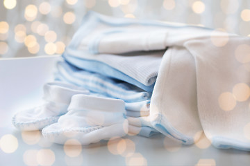 Image showing close up of baby boys clothes for newborn on table