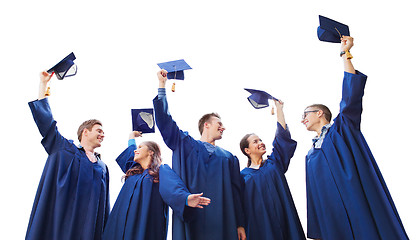 Image showing group of smiling students with mortarboards